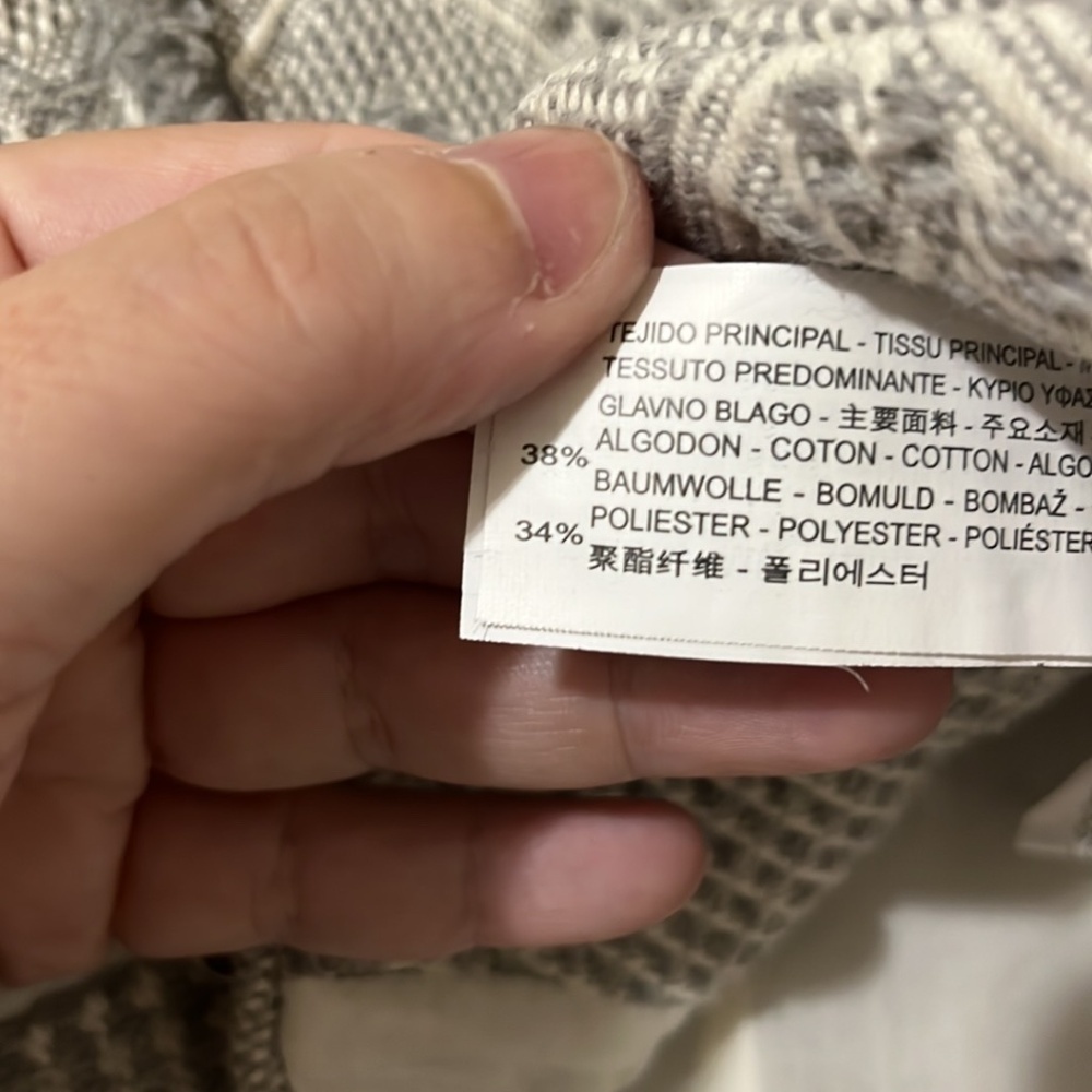 Zara Grey and White Geometric Design Long Sleeve Short Jscket - Picture 3 of 4